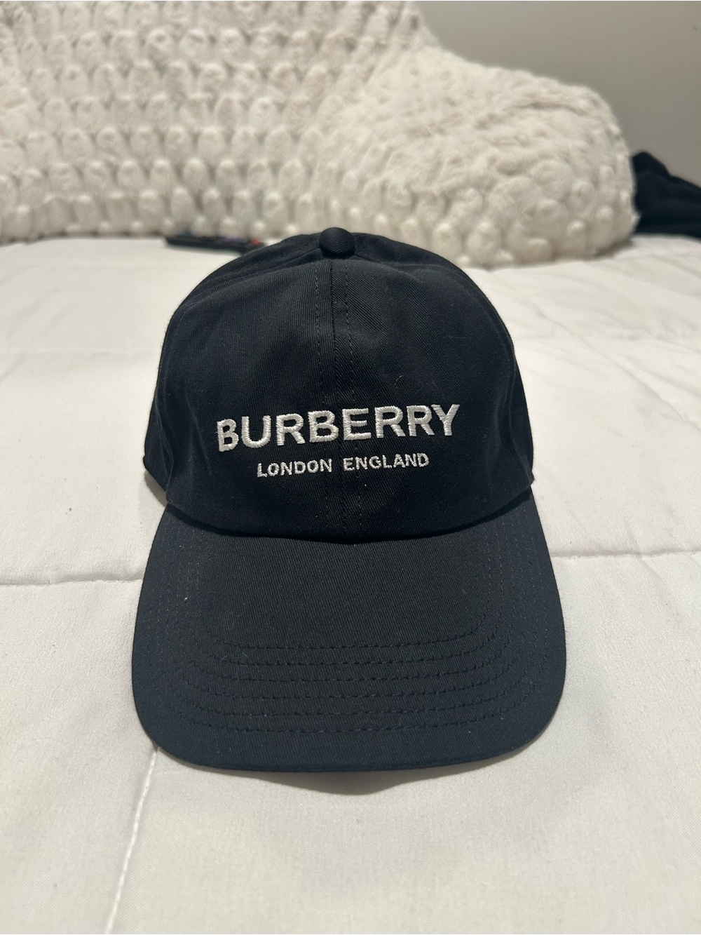 Burberry Black and White Embroidered Logo Baseball Cap